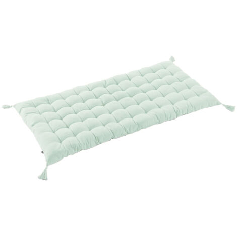 Altobuy – Matelas de sol 60x120cm en coton menthe – Garnissage 100% polyester – Densité 190g/m2 – Décoré avec pompons