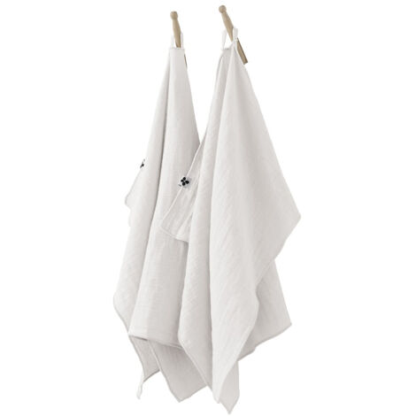 OUREA - Lot de 2 Essuie-mains 50x70cm Gaze de Coton Chantilly
