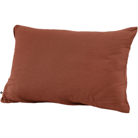 OUREA - Taie d'Oreiller 50x70cm Gaze de Coton Terracotta (1/2)