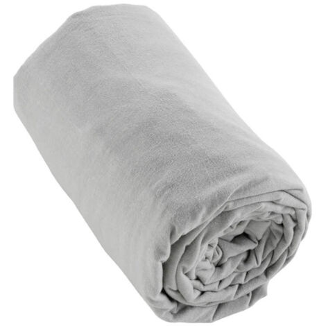 HEDDA - Drap Housse 160x200cm Flanelle de Coton Coloris Brume (1/3)