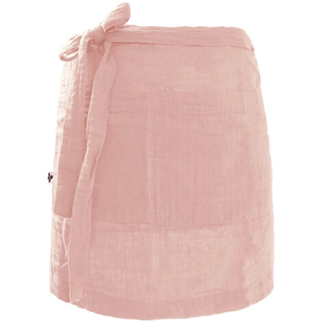 OUREA - Demi-Tablier avec Double Poche Gaze de Coton Rose Pêche (1/5)