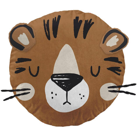 DEREK - Coussin Déhoussable Ø30cm Coton Motif Tigre (1/3)