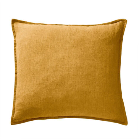 MARGAUX - Taie d'Oreiller 60x60cm Lin Lavé Coloris Miel (1/2)