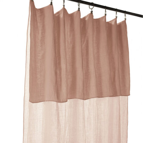 OUREA - Rideau Ajustable 140x300 cm Gaze de Coton Guimauve + 8 Anneaux Pince (1/5)