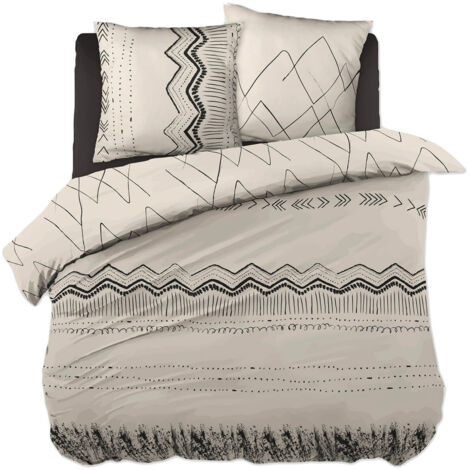 BELEM - Parure de Lit Coton Motifs Ethniques Housse de Couette 200x200cm + 2 Taies d'Oreiller (1/5)