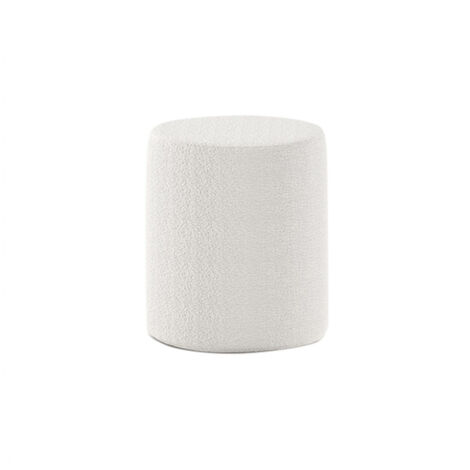 CONNIE - Pouf Rond 41cm Tissu Bouclé Blanc (1/5)
