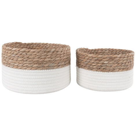 Panières Gigognes En Coton Blanc - Lot De 3 (D12/D15/D18 Cm) - Rangement Table à Langer, Déco Chambre Bébé - Cadeau Naissance
