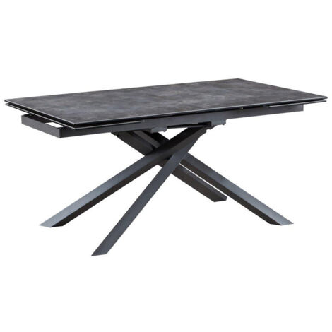 PILOM - Table de Repas Allongeable Céramique Gris Anthracite (1/3)