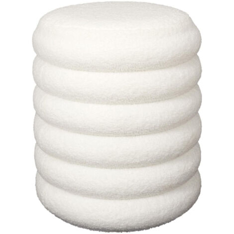 Altobuy – Pouf-coffre matelassé blanc Ø37cm – Structure MDF – Rembourrage polyéther – Dimensions 37 x 37 x H43,5cm (1/5)