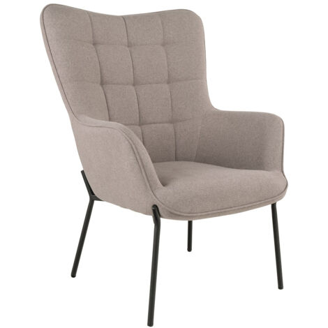 FINTRY - Fauteuil Tissu Taupe  et Piétement Acier Noir (1/5)