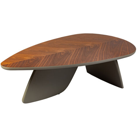 OJA - Table Basse Plateau Plaquage Noyer Pieds Laqué Kaki Mat (1/3)