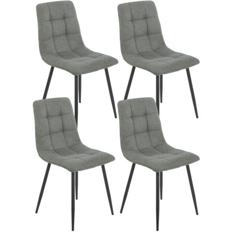 ERNEST - Lot de 4 Chaises Tissu Gris Pieds Métal Gris Anthracite (1/5)