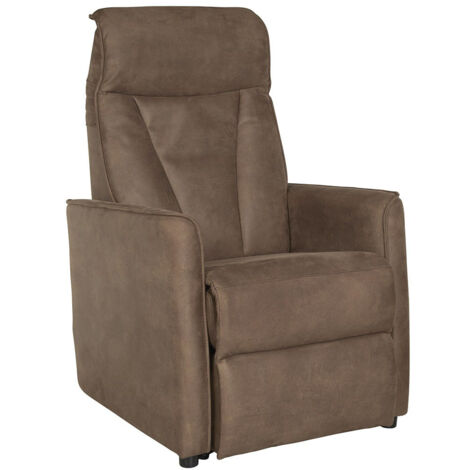 CILLIAN - Fauteuil Relax Electrique Suédine Brun Foncé (1/5)