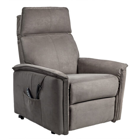 BRIAN - Fauteuil Relax Electrique Suédine Gris (1/5)