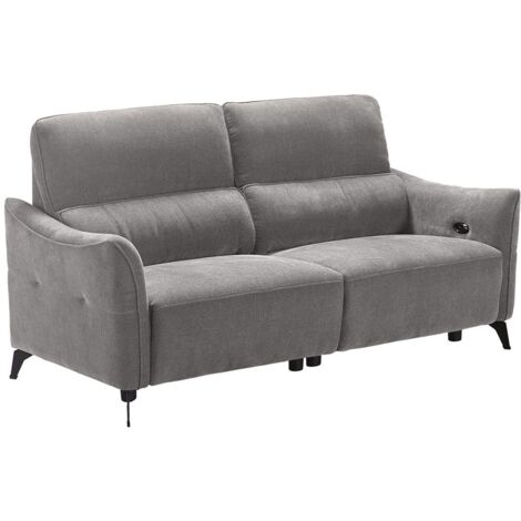 Canapé 3 Places Electrique Tissu Waterproof Gris - BURGOS (1/5)
