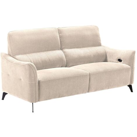Canapé 3 Places Electrique Tissu Waterproof Beige - BURGOS (1/5)