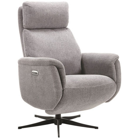 SINTRA - Fauteuil Relax Electrique Tissu Gris Clair Chiné
