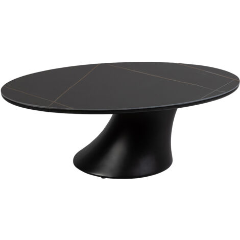 MAALA - Table Basse Noire Plateau Céramique Marbré Pied en ABS (1/3)