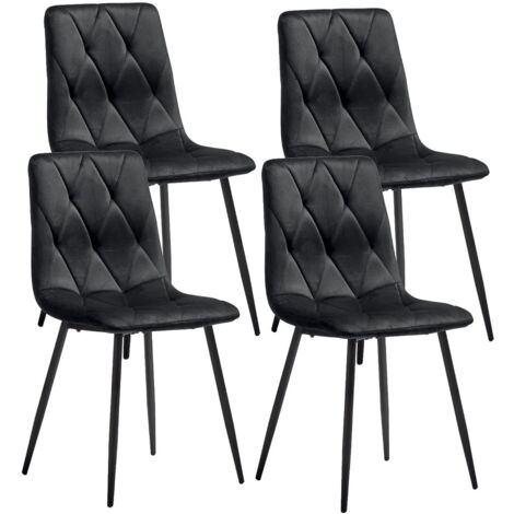 CARINE - Lot de 4 Chaises Capitonnées Noires Pieds Métal (1/4)