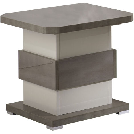 AUXANE - Table d'Appoint Gris Acier Metallisé et Gris Perle Mat (1/3)