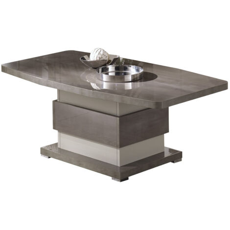AUXANE - Table Basse Gris Acier Metallisé et Gris Perle Mat (1/4)
