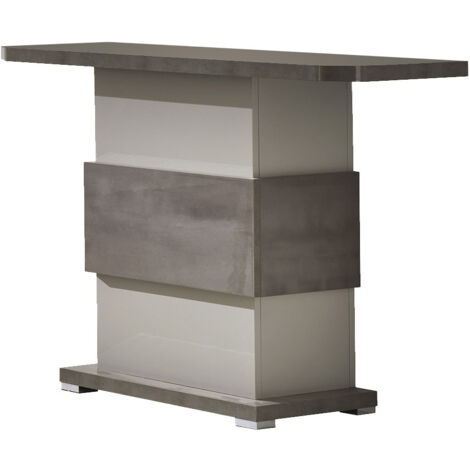 AUXANE - Console 110cm Gris Acier Metallisé et Gris Perle Mat (1/3)