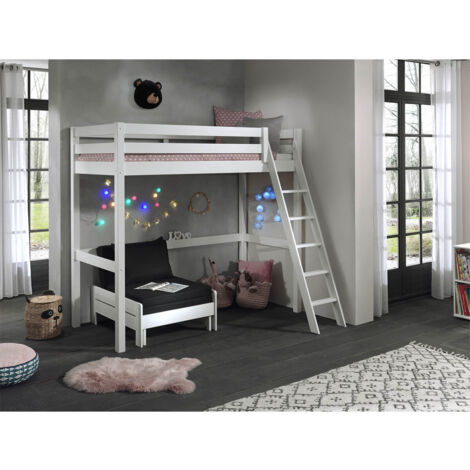 SLEEPY - Lit Mezzanine Blanc 90x200cm avec Fauteuil (1/5)
