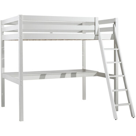 SLEEPY - Lit Mezzanine Blanc 140x200cm avec Bureau 205 cm (1/3)