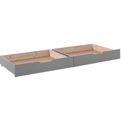MARTIN - Lot de 2 Tiroirs de lit Gris pour Lits Superposés 2 places (1/3)