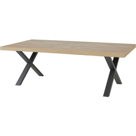CANYON - Table Rectangulaire 230cm Aspect Bois Piètement X Métal Noir (1/3)