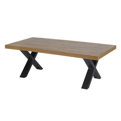 DENVER - Table Basse Aspect Bois Piètement X Métal Noir (1/3)