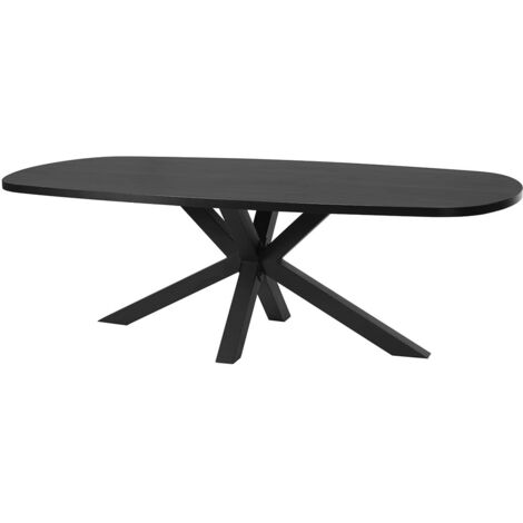 NOX - Table Ovale 200cm Aspect Bois Piètement Etoile Métal Noir (1/5)