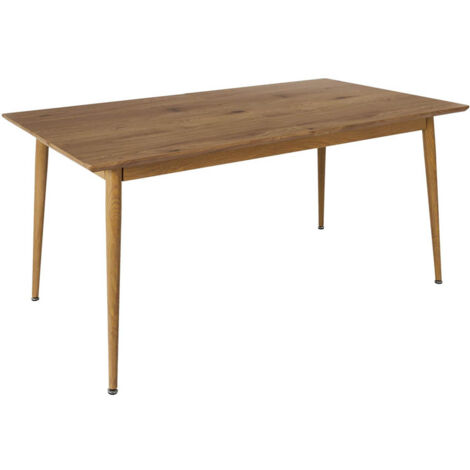 ANDREA - Table Repas Extensible en MDF Aspect Chêne Clair Pieds Métal (1/5)