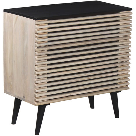 VENITIEN - Commode 3 Tiroirs en Manguier Massif et Noir Façades Ajourées (1/4)