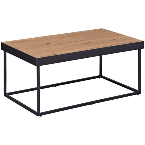 JUSTINE - Table Basse Aspect Bois et Piètement Métal (1/4)