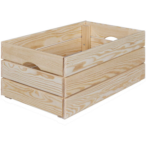 Altobuy – Caisse de rangement en bois épicéa massif non traité 65cm – Empilable et personnalisable – Pour espaces de rangement flexibles