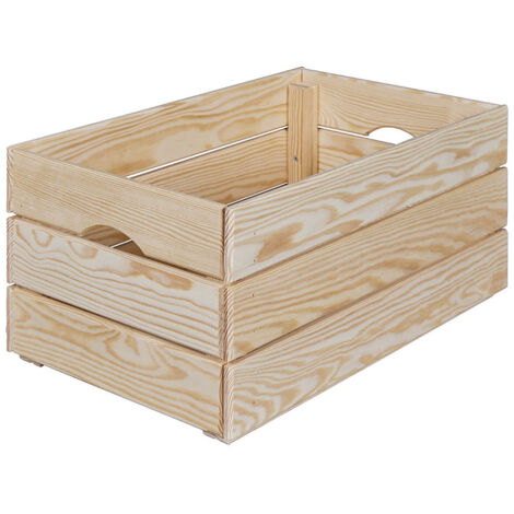 Altobuy – Caisse de rangement en bois massif épicéa naturel 51cm – Empilable – Personnalisable avec huile ou peinture – Solution esthétique