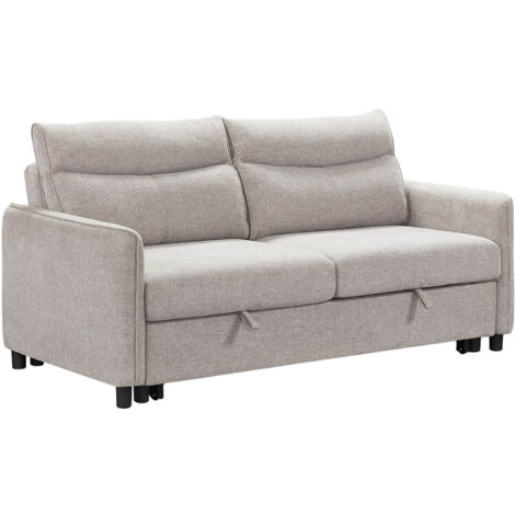ALTAMIRA - Canapé 3 Places Convertible Tissu Gris Perle (1/5)