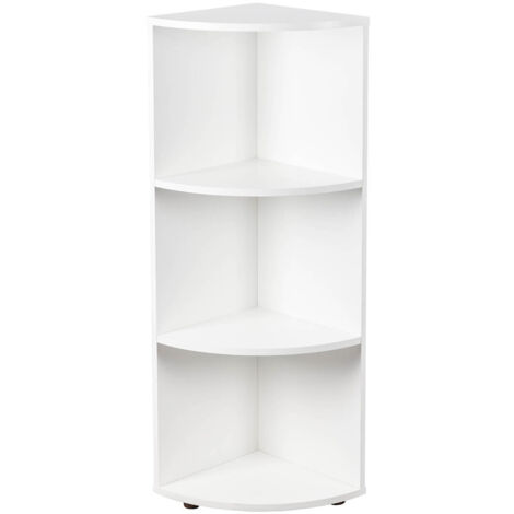 Altobuy – Étagère d'angle 3 niveaux – Structure en panneau de particules – Dimensions 34,4 x 33 x H110 cm – Revêtement mélaminé blanc