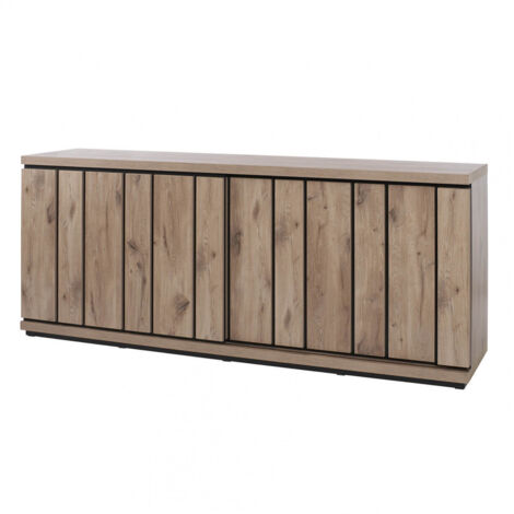 PHILEAS - Buffet 2 Portes Coulissantes Effet Claustra Finition Canyon (1/5)