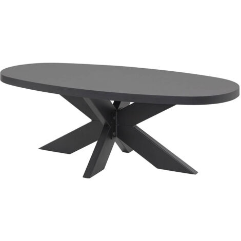 NOX - Table Basse Aspect Bois Piètement Araignée Métal Noir (1/3)