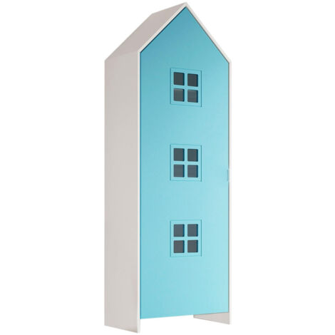 BEAUVILLE - Armoire Cabane 1 Porte Bleue Détail Fenêtres (1/3)