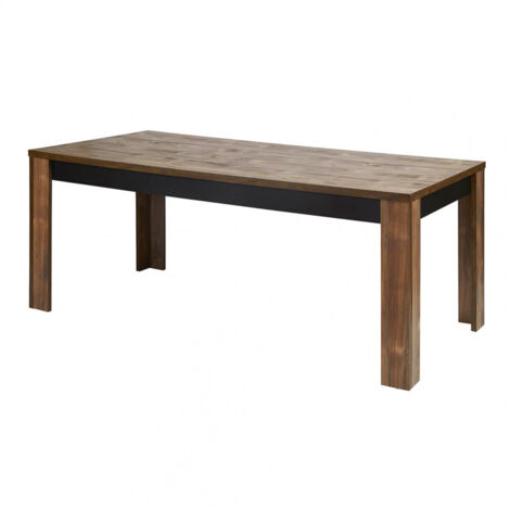 STALONE - Table Repas 195cm Effet Bois Manguier Foncé et Noir (1/4)