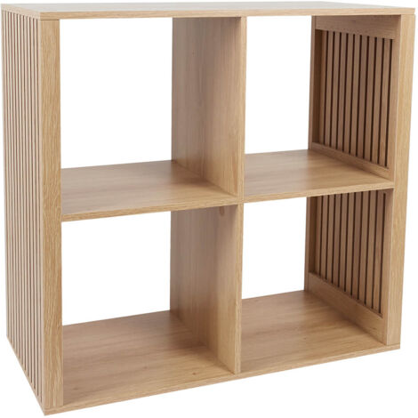 PAJAN - Rangement 4 Cases Effet Bois avec Tasseaux (1/5)