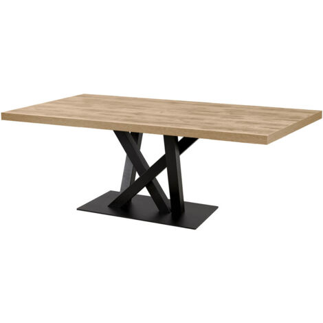 SCARLET - Table 170cm Aspect Bois Scarlet Oak Piètement Croisé Noir (1/2)