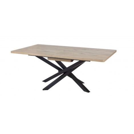 CANYON - Table Repas Allongeable 200cm Aspect Bois Piètement Métal Noir (1/4)