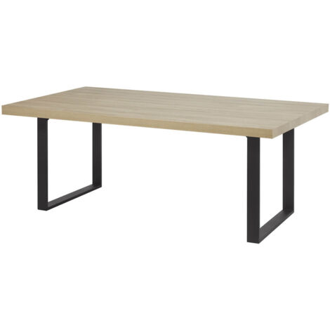 FRANK - Table 170cm Aspect Bois French Oak Piètement U Métal Noir (1/3)