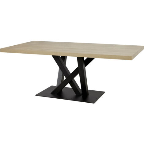 FRANK - Table 200cm Aspect Bois French Oak Piètement Croisé Noir (1/3)