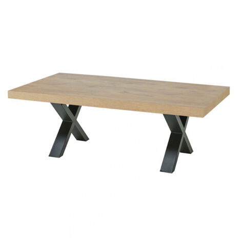 CANYON - Table Basse Aspect Bois Piètement X Métal Noir (1/3)