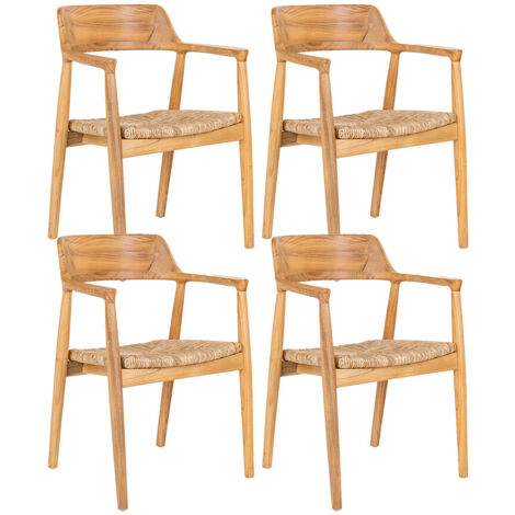 VANCOUVER - Lot de 4 Chaises en Bois de Sungai et Assise en Paille Naturelle (1/5)
